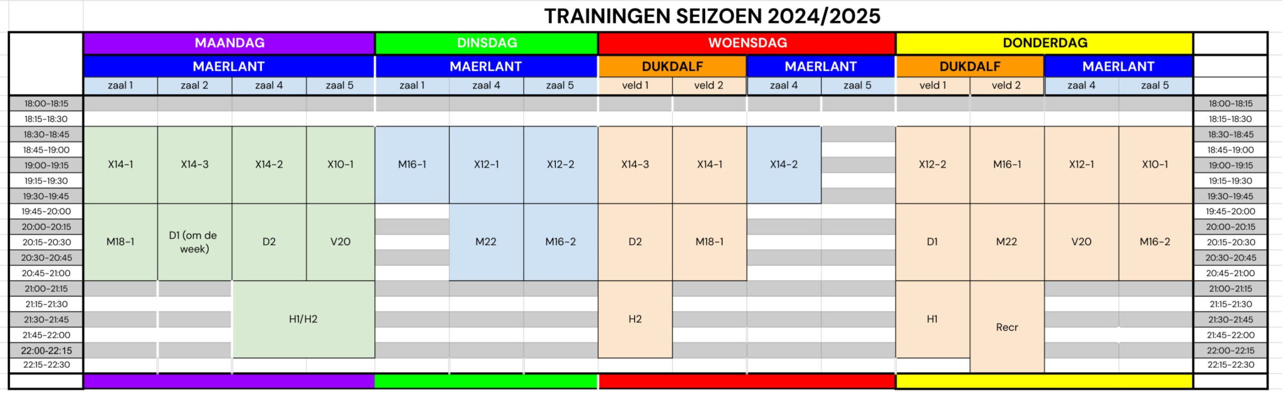 BV Voorne Trainingen Seizoen 24-25